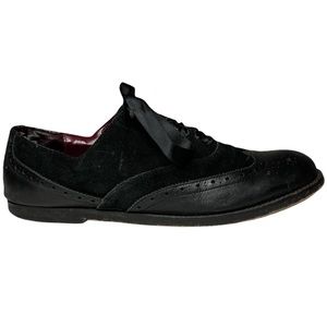 LOFT Black Suede Lace-Up Loafers